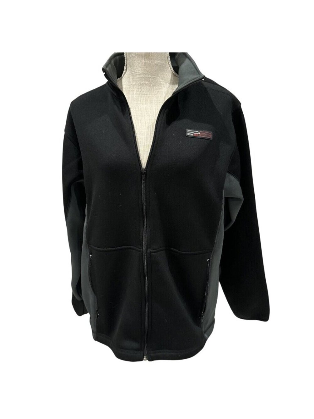 Cherokee Mens Black & Gray Zip-Up Fleece Jacket XL
